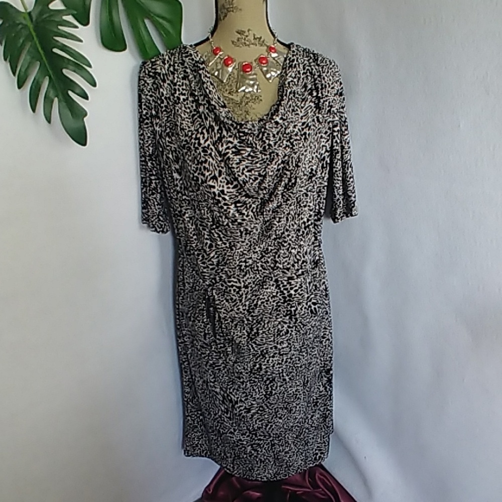 Jones New York Cowl Neck Print Dress